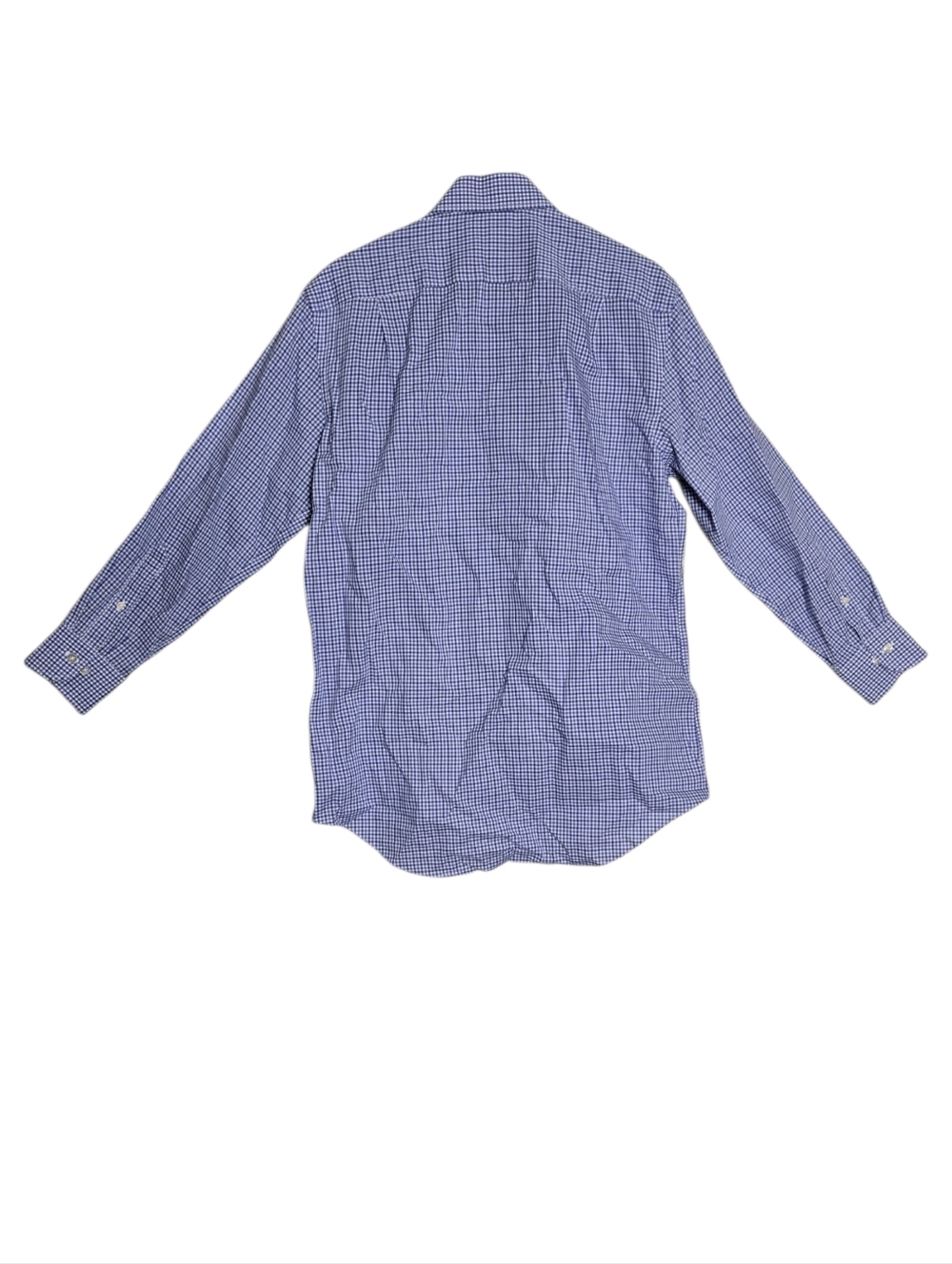 Ledbury Blue Gingham Small Check Dress Shirt Classic Cotton Spread Collar 15.5 - Picture 5 of 13